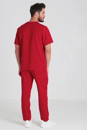 Spodnie medyczne proste męskie - Sokrates - Poppy red