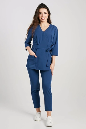 Tunika medyczna damska - rękaw 3/4 - Dark denim