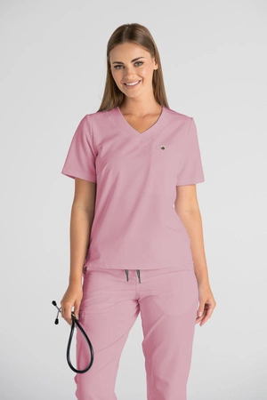 Krótka bluza medyczna damska Florence - Blush pink - KangooSoft Premium