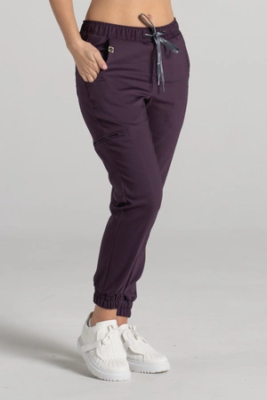 Spodnie medyczne joggery damskie - Merit - Dark plum - KangooNature