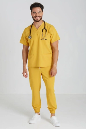 Spodnie medyczne joggery męskie - Sokrates - Golden hour
