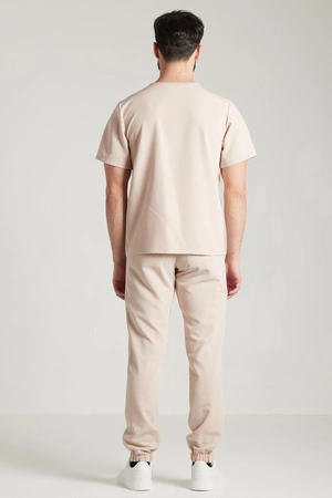 Spodnie medyczne joggery męskie - Sokrates - Caffe Latte