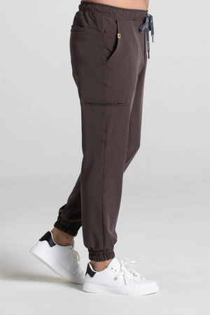 Spodnie medyczne joggery męskie - Sokrates - Chocolate chip - KangooSoft Premium