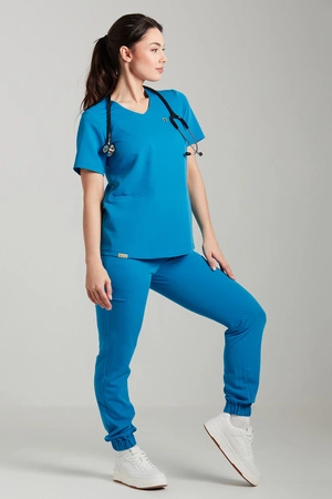 Spodnie medyczne joggery damskie - Merit - Sapphire blue