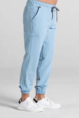 Spodnie medyczne joggery męskie - Sokrates - Baby blue - KangooSoft Premium