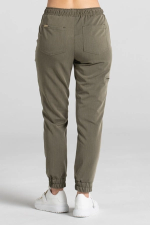 Spodnie medyczne joggery damskie - Merit - Olive melange - KangooSoft Premium