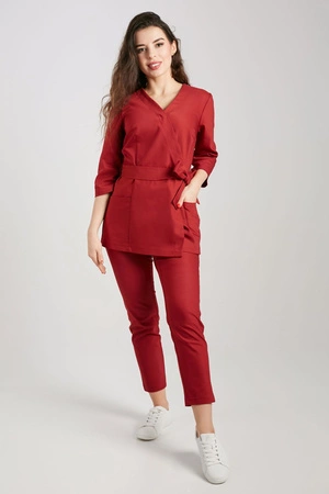 Tunika medyczna damska - rękaw 3/4 - KangooNature - Classic burgundy