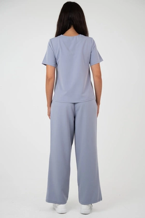 Spodnie medyczne damskie z szeroką nogawką - Lucy - Dove - KangooSoft