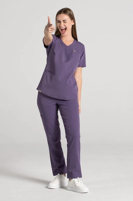 Bluza medyczna damska Merit - Midnight purple - KangooSoft Premium