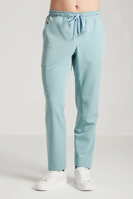 Spodnie medyczne proste męskie - Sokrates - Sky blue