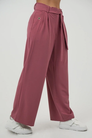 Spodnie medyczne damskie z szeroką nogawką - Lucy - Dusty pink - KangooSoft Premium