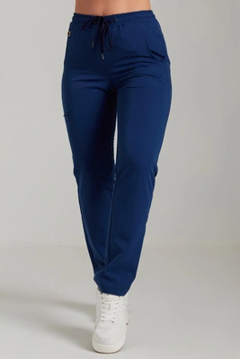Spodnie medyczne proste damskie - Merit - Dark denim