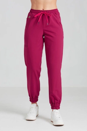 Spodnie medyczne joggery damskie - Merit - Viva magenta