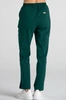 Eleganckie spodnie medyczne damskie z rozcięciem - Esther - Sacramento green - Kangoomed by Emily