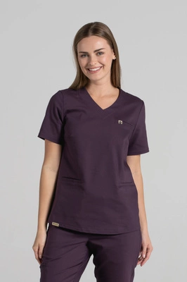Bluza medyczna damska - Merit - Dark plum - KangooNature