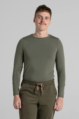 Longsleeve medyczny męski - Yummy olive - Bamboo collection