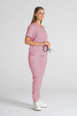 Krótka bluza medyczna damska Florence - Blush pink - KangooSoft Premium