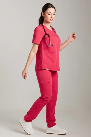 Spodnie medyczne proste damskie - Merit - Ultra pink