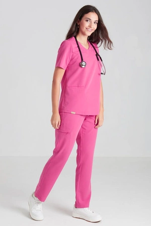 Spodnie medyczne proste damskie - Merit - Hot pink