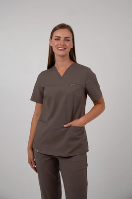 Bluza medyczna damska - Virginia - Walnut brown - KangooNature