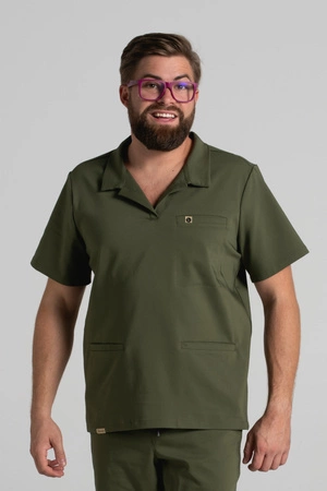Bluza medyczna męska typu polo - Hipokrates - Military green - KangooNature