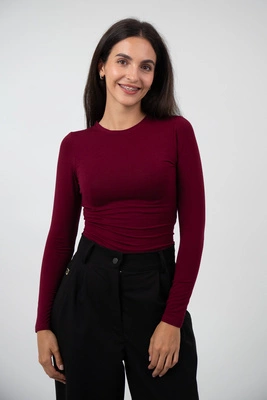 Longsleeve medyczny damski - Bordeaux - Bamboo collection