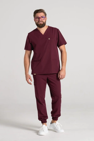Bluza medyczna męska - Sokrates - Cranberry - KangooSoft Premium