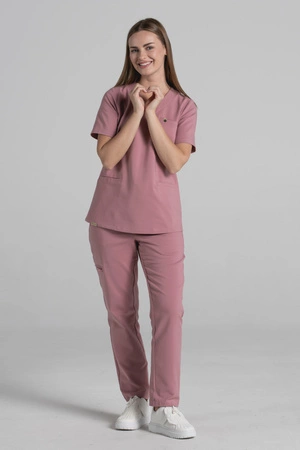 Spodnie medyczne proste damskie - Merit - Shy pink - KangooNature