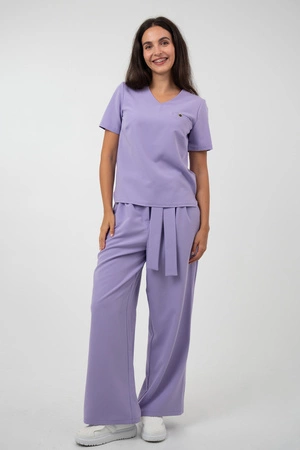 Krótka bluza medyczna damska Florence - Lilac dream - KangooSoft
