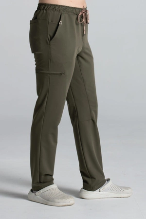 Spodnie medyczne proste męskie - Sokrates - Tuscan moss - KangooSoft Premium