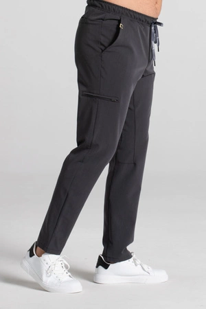 Spodnie medyczne proste męskie - Sokrates - Grey melange - KangooSoft Premium