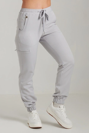 Spodnie medyczne joggery damskie - Merit - Silver grey