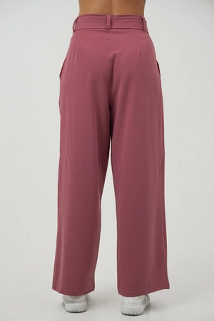 Spodnie medyczne damskie z szeroką nogawką - Lucy - Dusty pink - KangooSoft Premium