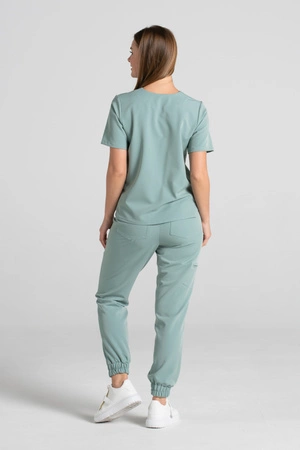 Krótka bluza medyczna damska Florence - Wild sage - KangooSoft Premium