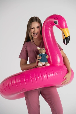 Bluza medyczna damska Merit - Dusty pink - KangooSoft Premium