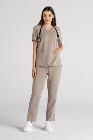 Spodnie medyczne proste damskie - Merit - Perfect beige - KangooSoft Premium