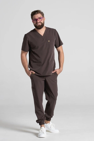 Bluza medyczna męska - Sokrates - Chocolate chip - KangooSoft Premium