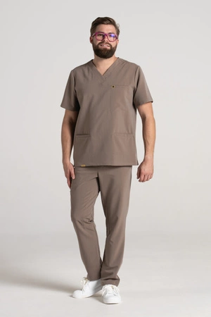 Bluza medyczna męska - Sokrates - Brown melange - KangooSoft Premium