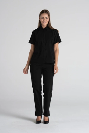 Eleganckie spodnie medyczne damskie z rozcięciem - Esther - Ink black - Kangoomed by Emily