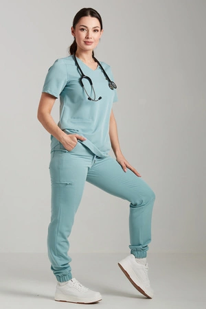 Spodnie medyczne joggery damskie - Merit - Sky blue