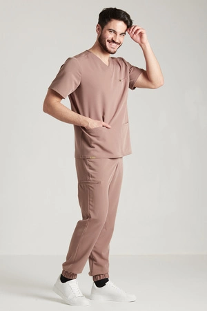 Spodnie medyczne joggery męskie - Sokrates - Mocha