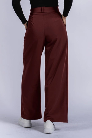 Spodnie medyczne damskie z szeroką nogawką - Lucy - Sangria - KangooSoft