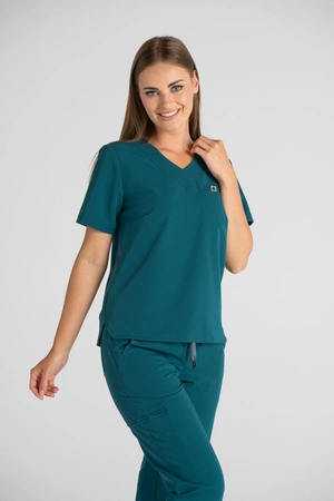 Krótka bluza medyczna damska Florence - Mermaid blue - KangooSoft Premium