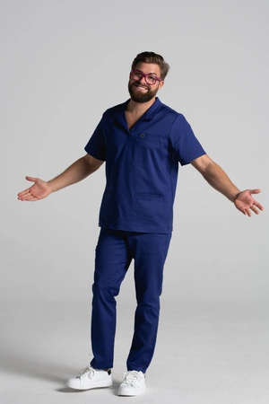 Spodnie medyczne proste męskie - Sokrates - Astro blue - KangooNature