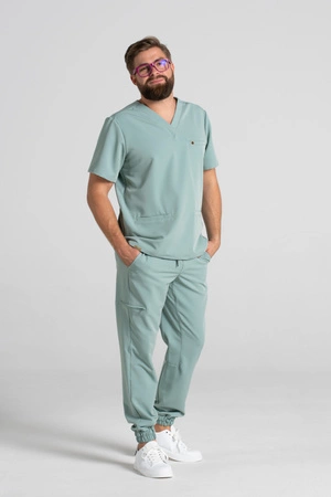 Bluza medyczna męska - Sokrates - Wild sage - KangooSoft Premium