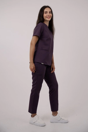 Bluza medyczna damska - Virginia - Dark plum - KangooNature