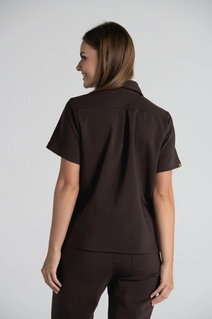 Elegancka koszula medyczna damska Rebecca - Dark chocolate - Kangoomed by Emily