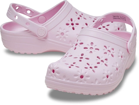 Crocs Classic Floral Cut-Out Clog - Pink milk