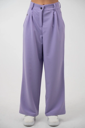 Spodnie medyczne damskie z szeroką nogawką - Lucy - Lilac dream - KangooSoft