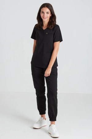 Spodnie medyczne joggery damskie - Merit - Jet black - KangooNature